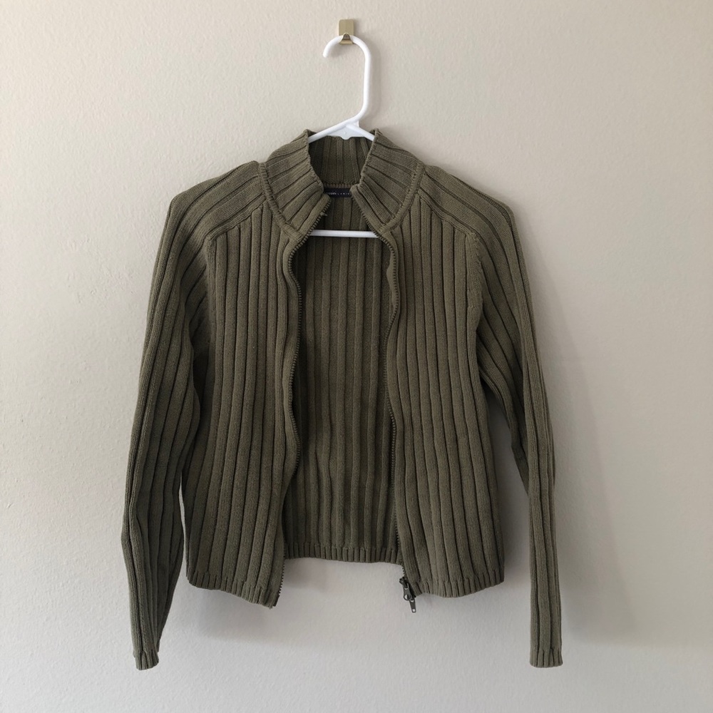 Vintage Olive Cropped Knit Jacket